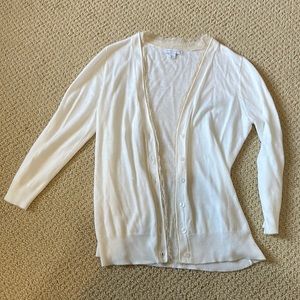 Cream cardigan with tan fringe